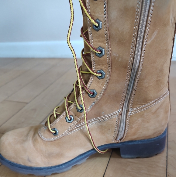 Timberland Women's Tan Lace-Up Construction Style Knee High Boots - Picture 7 of 14
